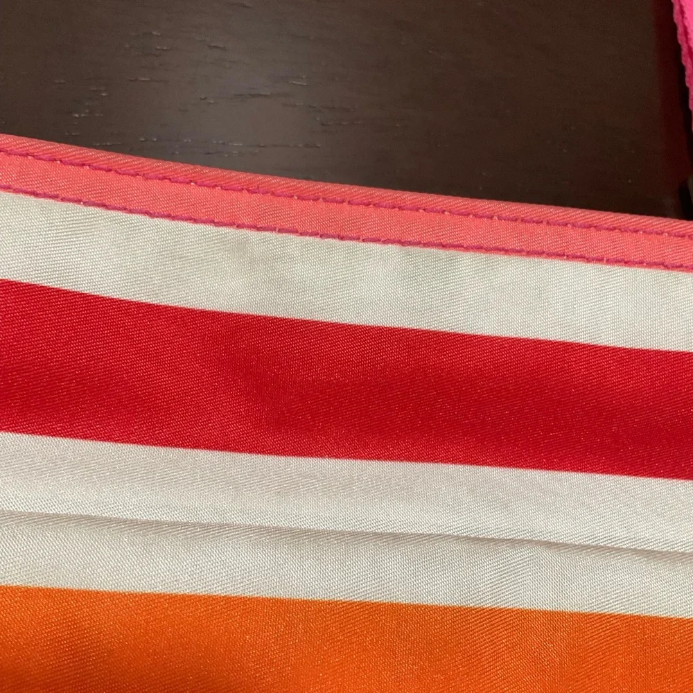COACH GETAWAY STRIPED CROSSBODY‎ BAG PINK ORANGE BROWN WHITE